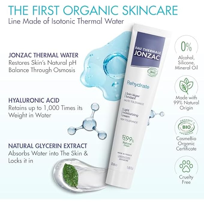 JONZAC EAU THERMALE | FONDANT LIGHT SKIN - REHYDRATE | 24H HYDRATION  PROTECTS, STRENGTHENS | PLUMP UP SKIN | NORMAL TO MIXED SKIN | HYALURONIC ACID | 99% NATURAL ORIGIN|50 ML - Image 2